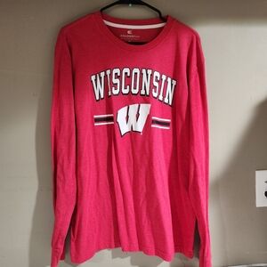Colosseum Wisconsin Badgers Red Long Sleeve Tee Size XL